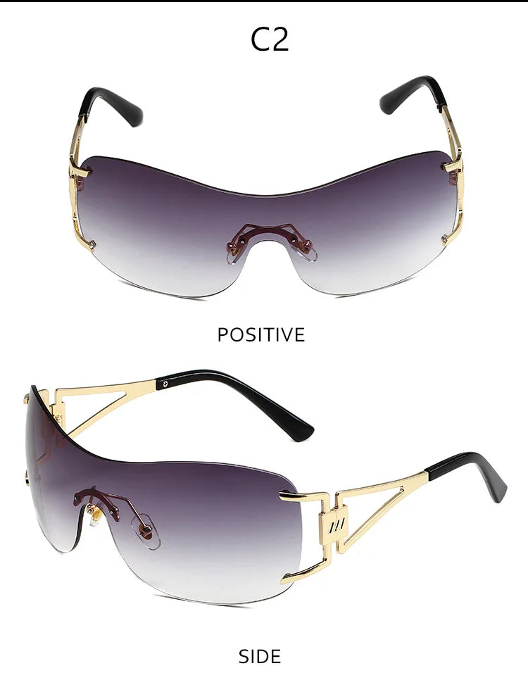 Milano Y2K Gold – Frameless Integrated Sunglasses