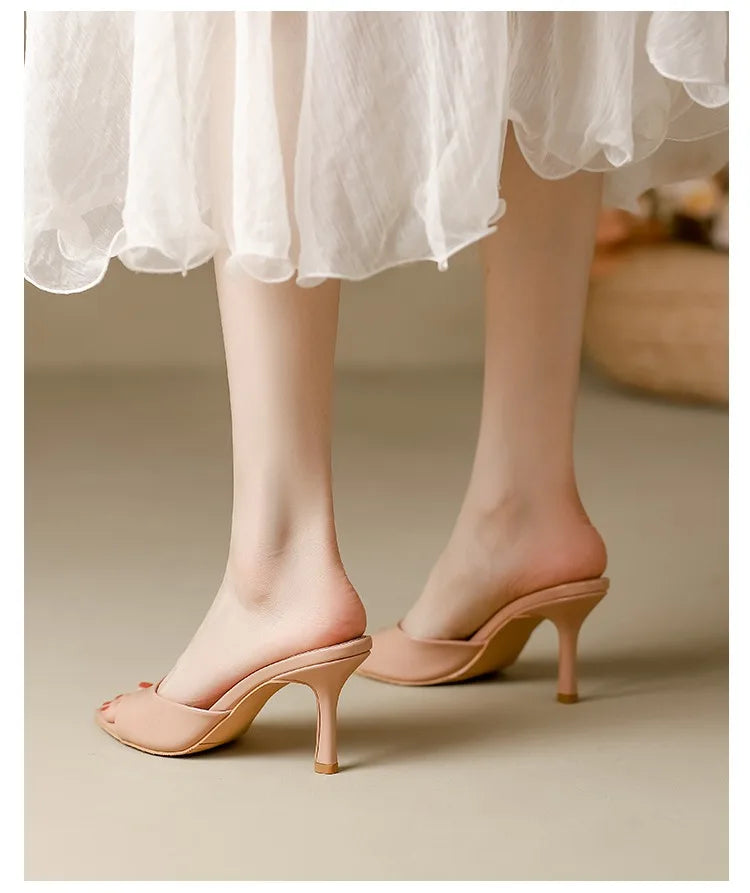 Patent Leather High Heel Slippers – Elegant Pointed Toe