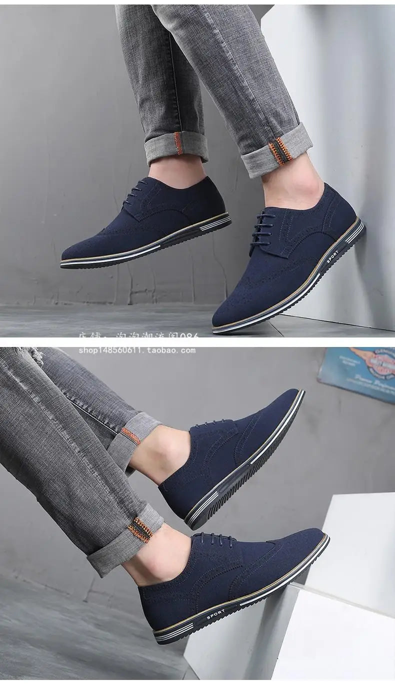 Men’s Casual Leather Shoes with Lace-Up – Daily Comfort and Style