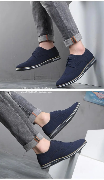 Men’s Casual Leather Shoes with Lace-Up – Daily Comfort and Style
