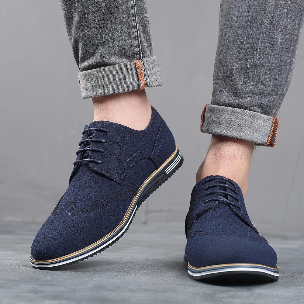 Men’s Casual Leather Shoes with Lace-Up – Daily Comfort and Style