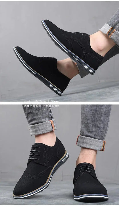 Men’s Casual Leather Shoes with Lace-Up – Daily Comfort and Style