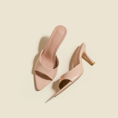 Patent Leather High Heel Slippers – Elegant Pointed Toe