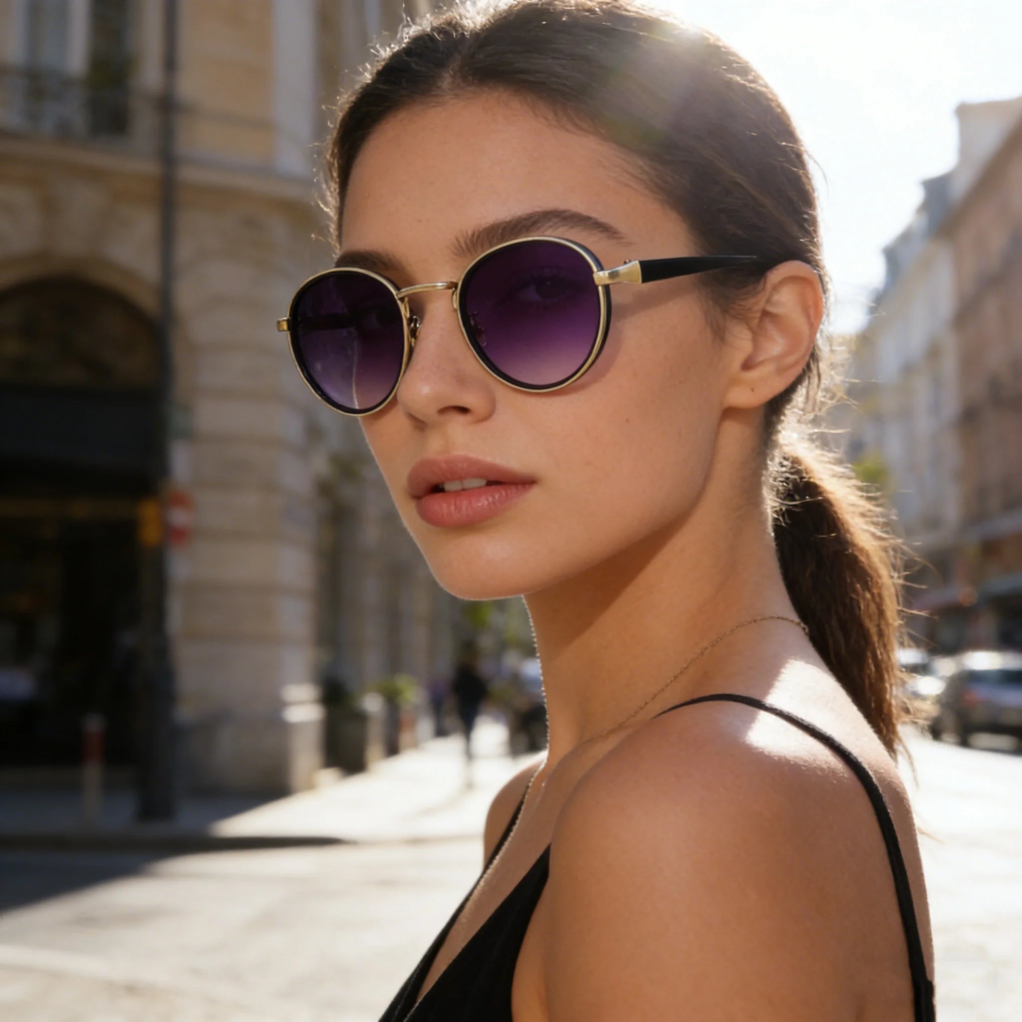 Klassnum Roma Noir – Vintage Round Sunglasses