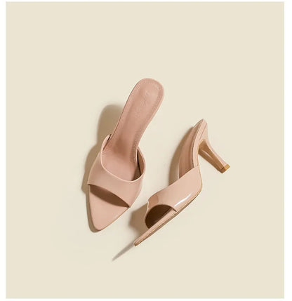 Patent Leather High Heel Slippers – Elegant Pointed Toe