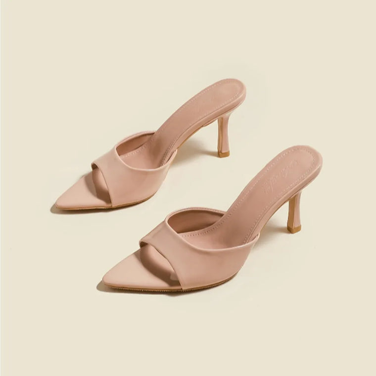 Patent Leather High Heel Slippers – Elegant Pointed Toe