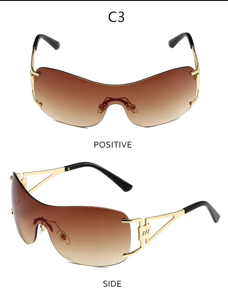 Milano Y2K Gold – Frameless Integrated Sunglasses