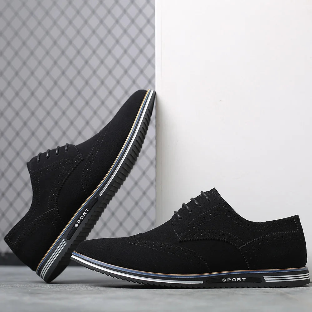 Men’s Casual Leather Shoes with Lace-Up – Daily Comfort and Style