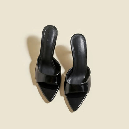 Patent Leather High Heel Slippers – Elegant Pointed Toe