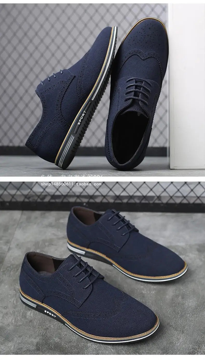 Men’s Casual Leather Shoes with Lace-Up – Daily Comfort and Style
