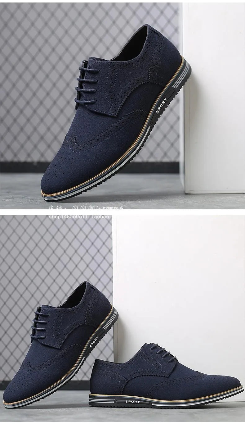Men’s Casual Leather Shoes with Lace-Up – Daily Comfort and Style