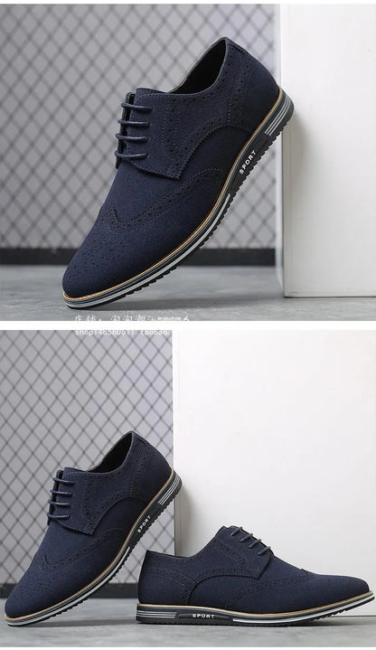 Men’s Casual Leather Shoes with Lace-Up – Daily Comfort and Style
